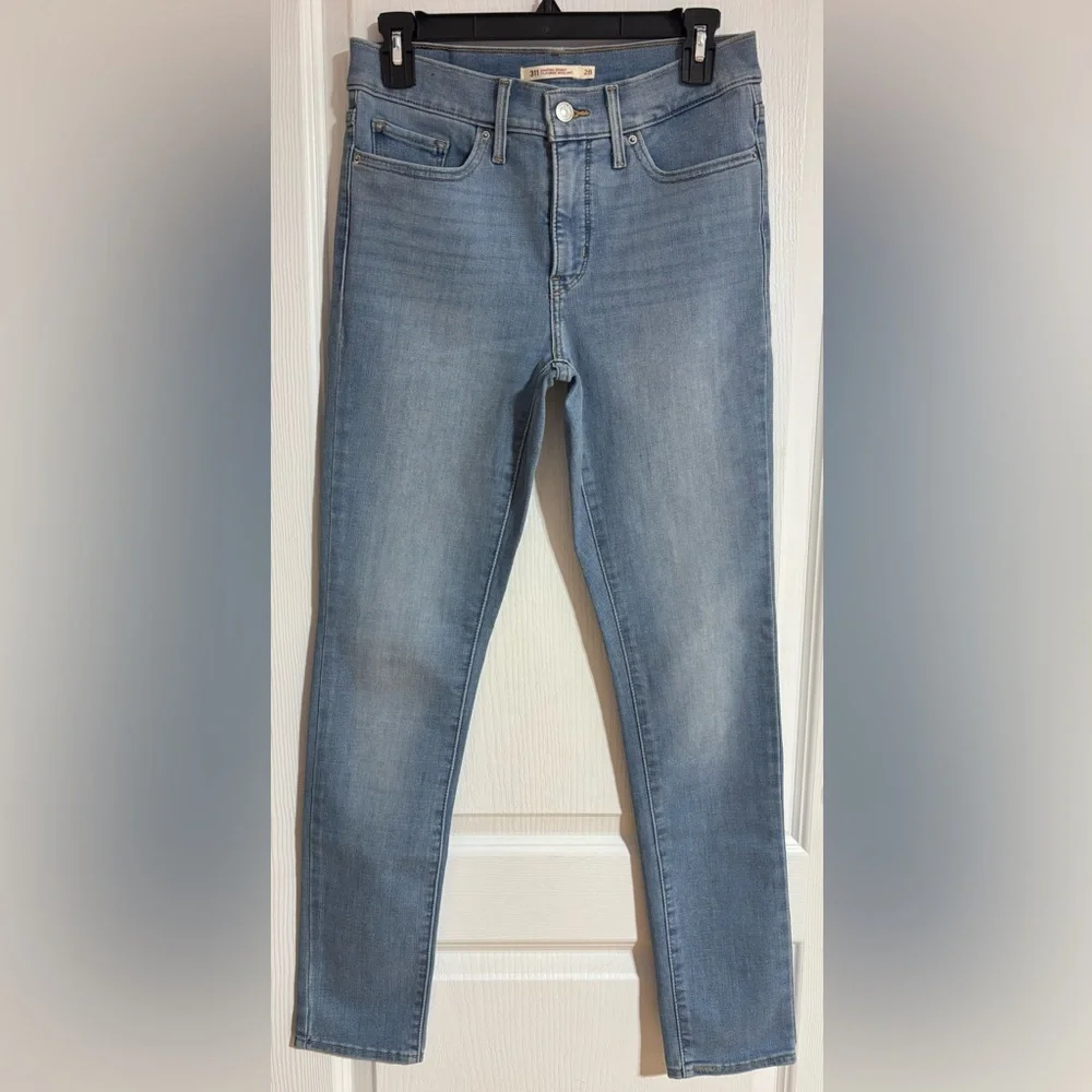 Levi’s Shaping Skinny Cotton Mid Rise Blue Denim Jeans Size 28 - Picture 5 of 15